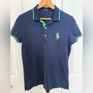 Ralph Lauren Polo Women's Tailored Fit Big Pony Navy Blue Short Sleeve M